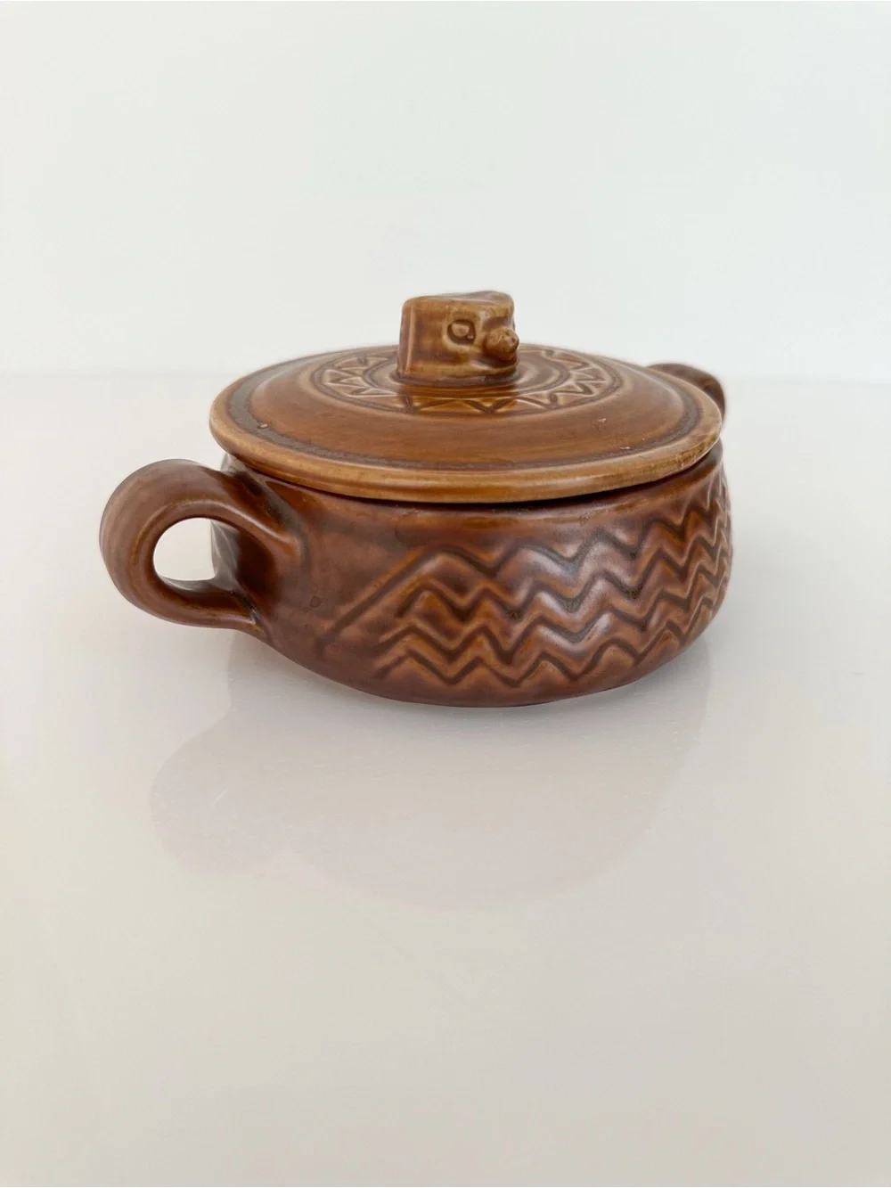 Vintage Hall China 1793 Eagle Nest Brown Covered Casserole Soup Bowl With Lid